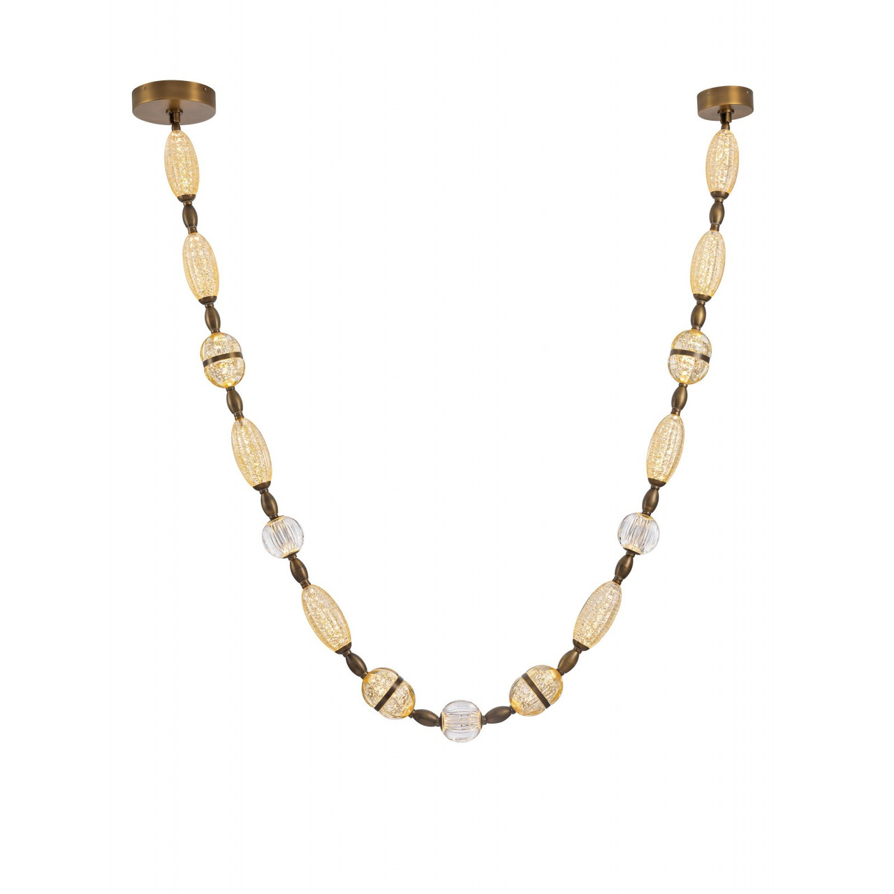 AVENUE LIGHTING HF7162-AGB Dubai 146"L Glass Strand LED Pendant in Aged Brass/Gold Glass