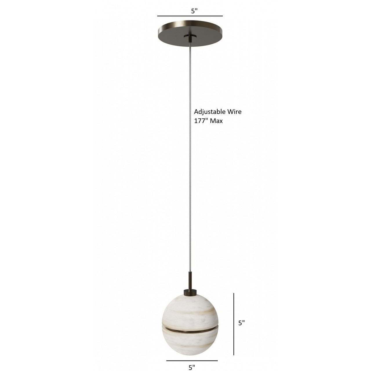 AVENUE LIGHTING HF2900-AB Sedona 1-Light 5"W Round Alabaster Pendant in Aged Brass