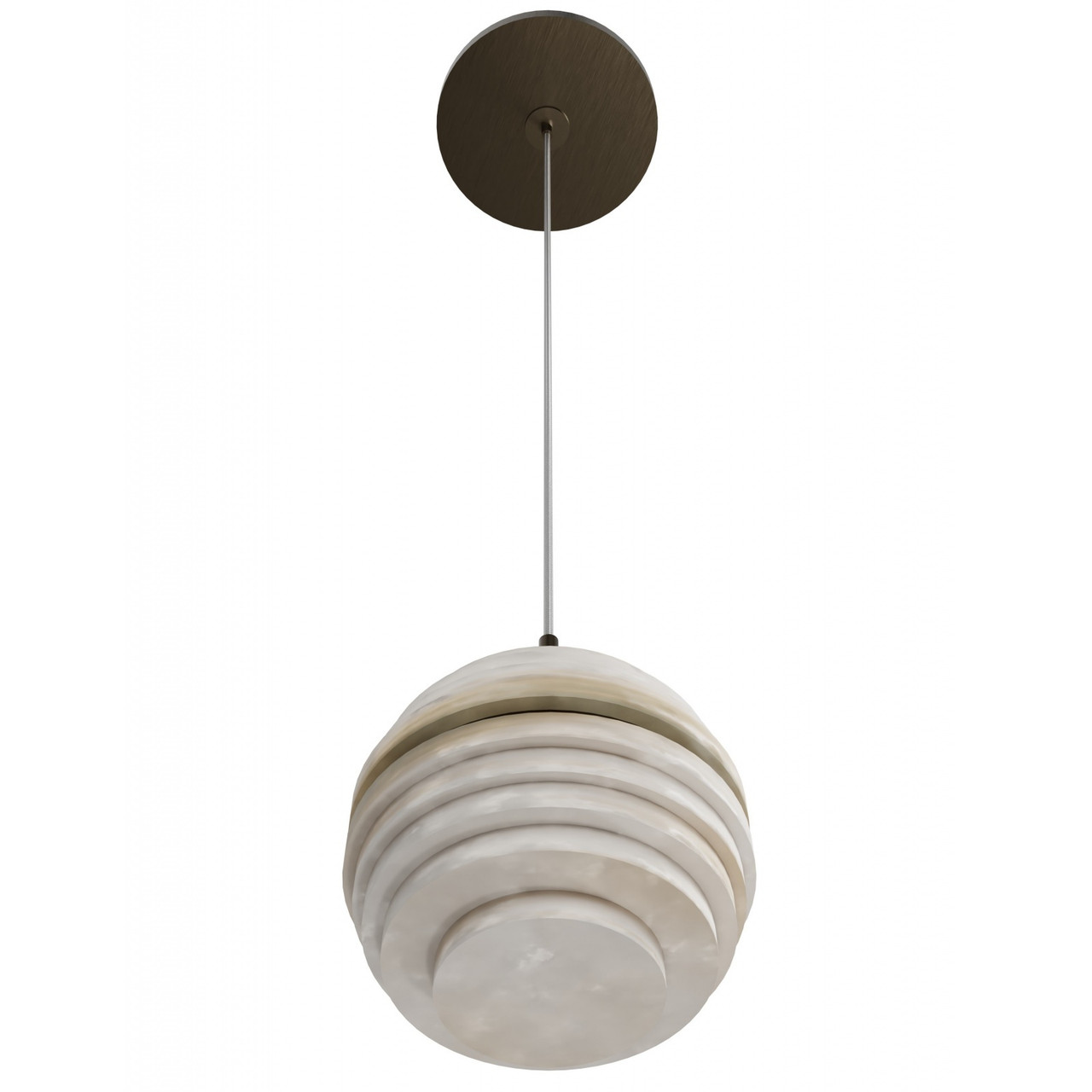AVENUE LIGHTING HF2902-AB Sedona 1-Light 5"W Round Ribbed Alabaster Pendant in Aged Brass