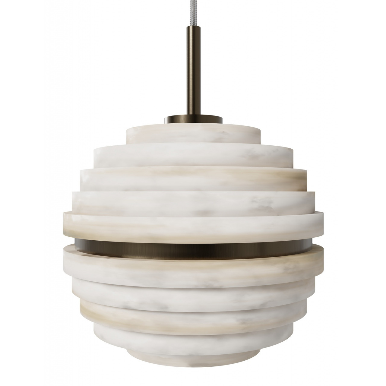 AVENUE LIGHTING HF2902-AB Sedona 1-Light 5"W Round Ribbed Alabaster Pendant in Aged Brass