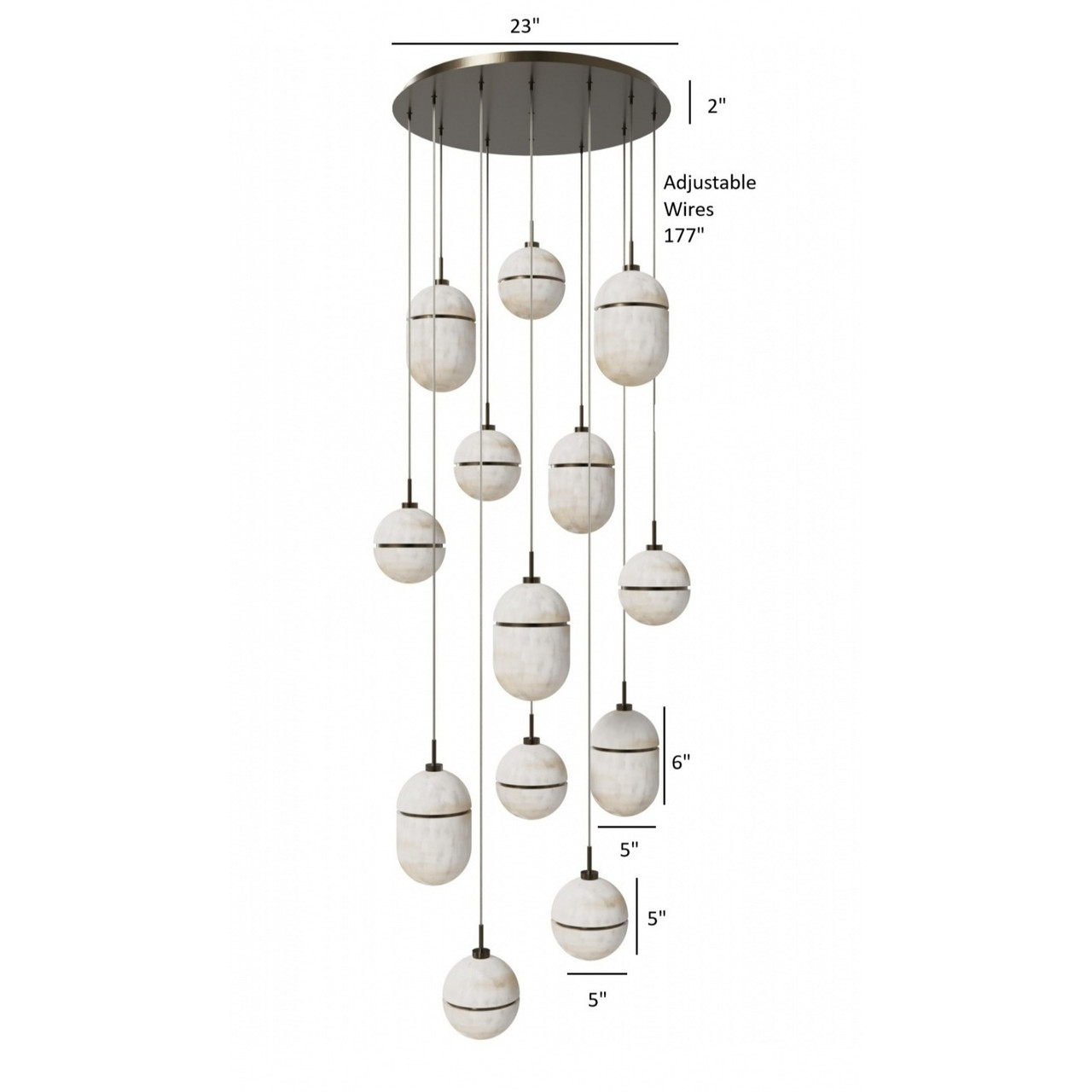AVENUE LIGHTING HF2913-AB Sedona 13-Light 23"W Alabaster Pendant in Aged Brass