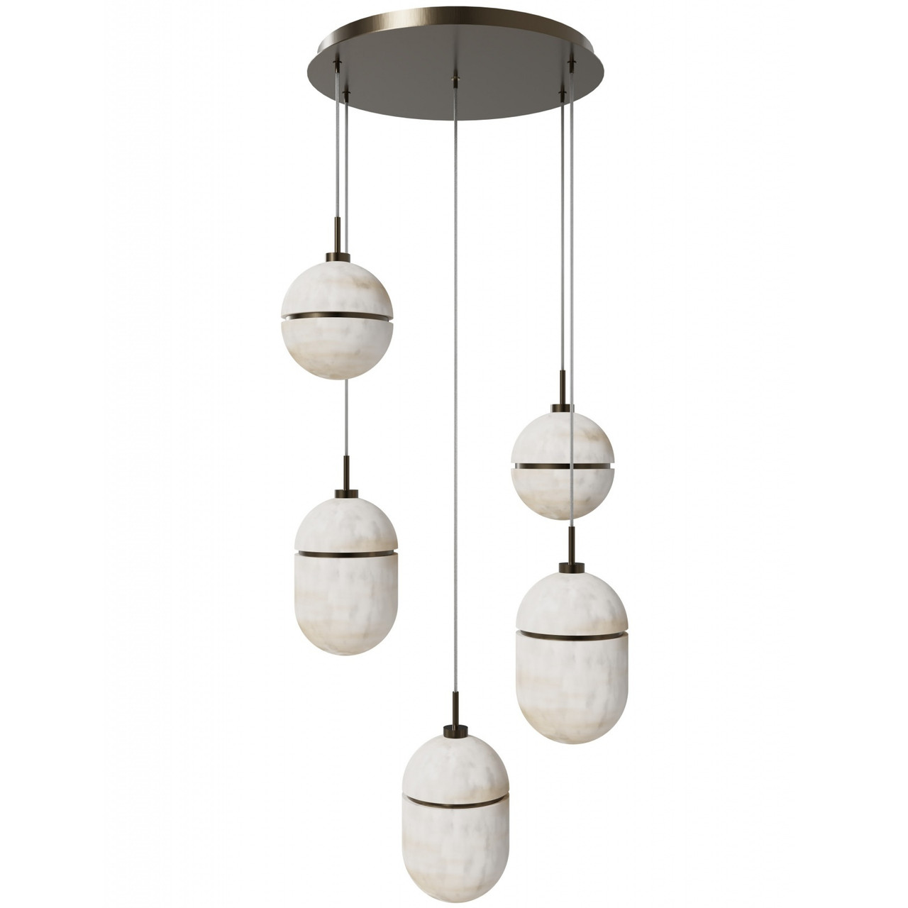 AVENUE LIGHTING HF2905-AB Sedona 5-Light 16"W Alabaster Pendant in Aged Brass