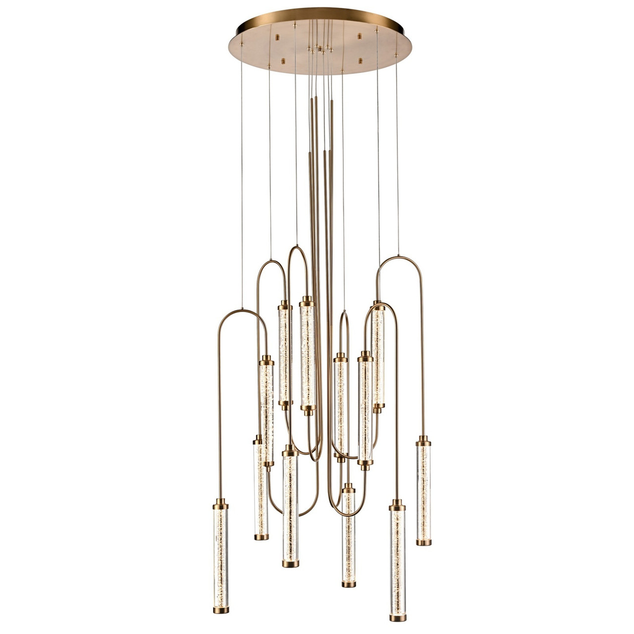 AVENUE LIGHTING HF7188-AB Belvedere 12-Light 31"W LED Pendant in Aged Brass/Clear Glass