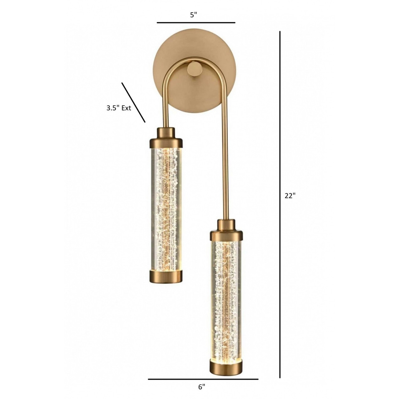 AVENUE LIGHTING HF7169-AB Belvedere 2-Light 22"H LED Wall Sconce in Aged Brass/Clear Glass