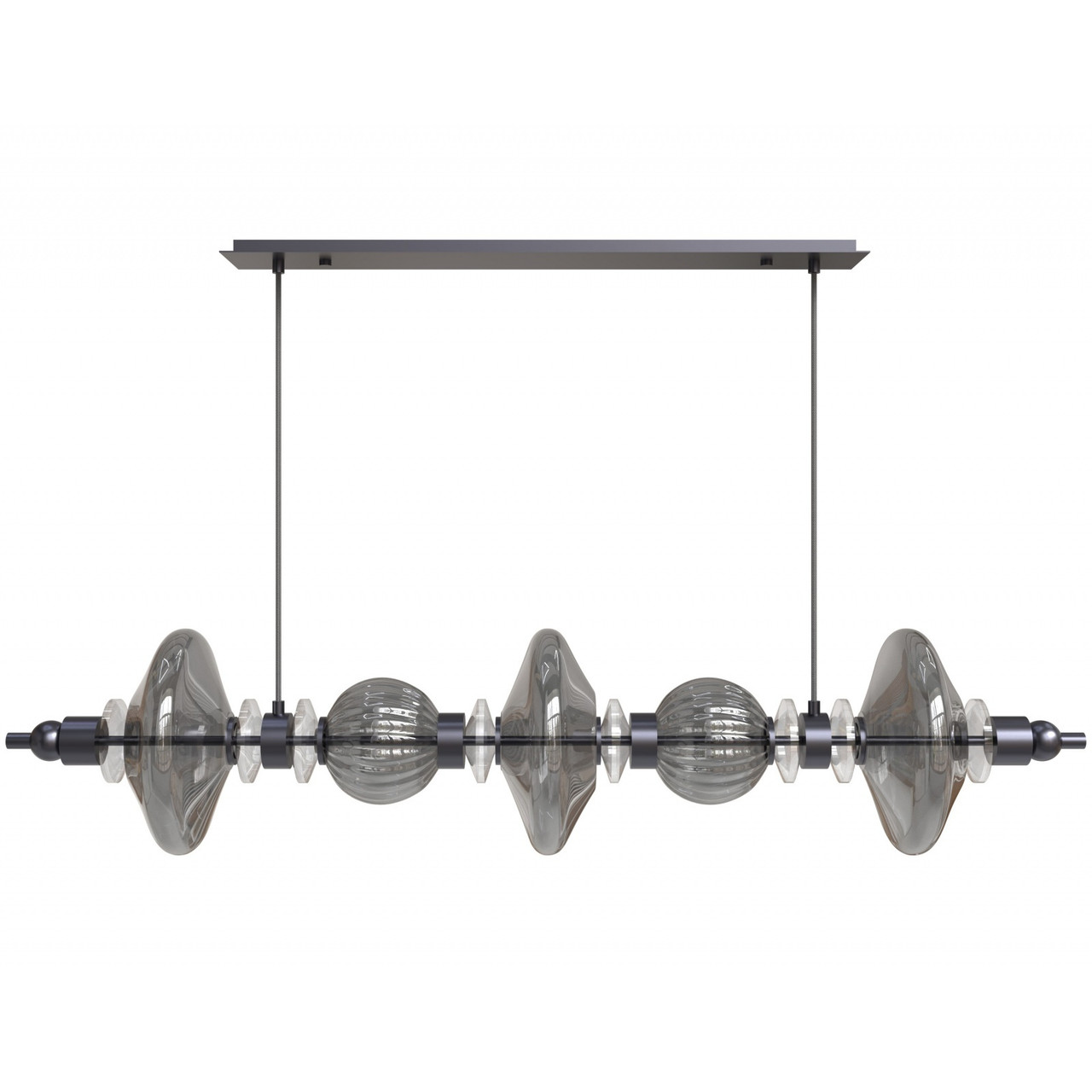 AVENUE LIGHTING HF7977-BK Avra 5-Light 45"W Linear LED Pendant in Black/Smoked Glass