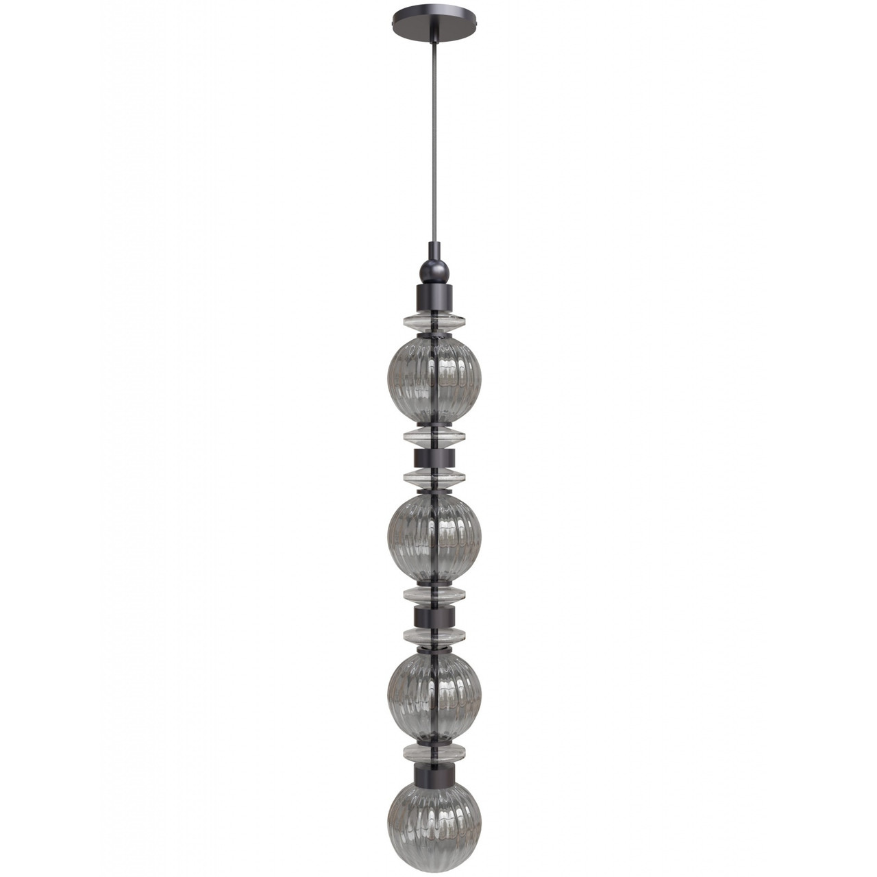 AVENUE LIGHTING HF7904-BK Avra 36"H Stacked LED Pendant in Black/Smoked Glass