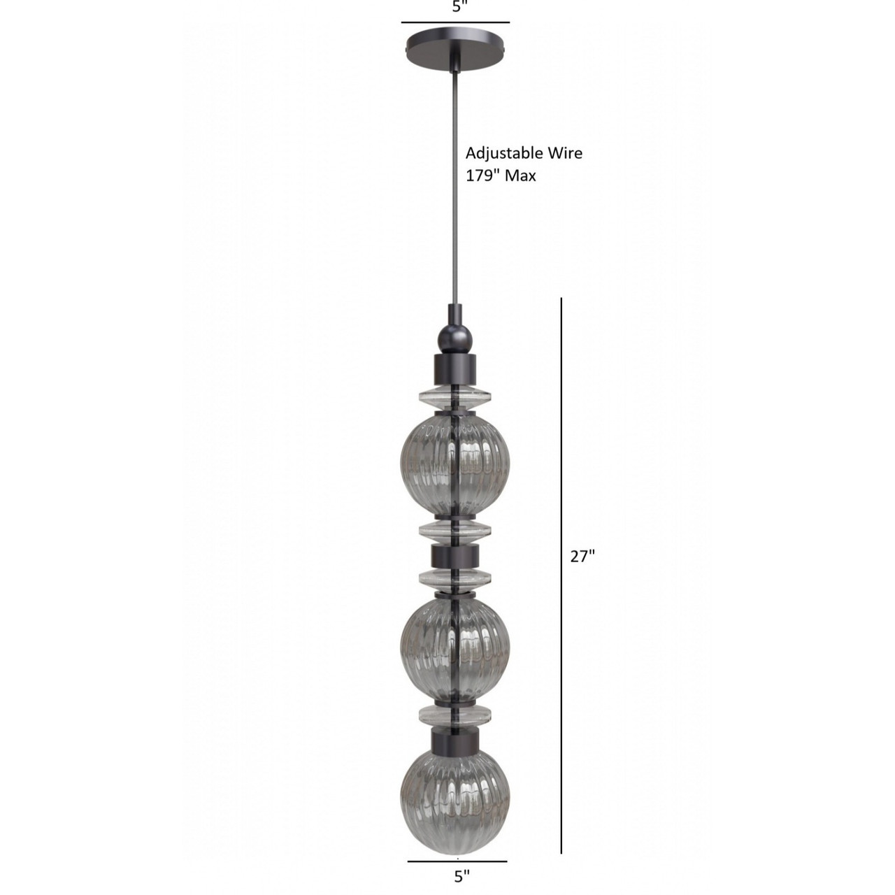 AVENUE LIGHTING HF7903-BK Avra 27"H Stacked LED Pendant in Black/Smoked Glass