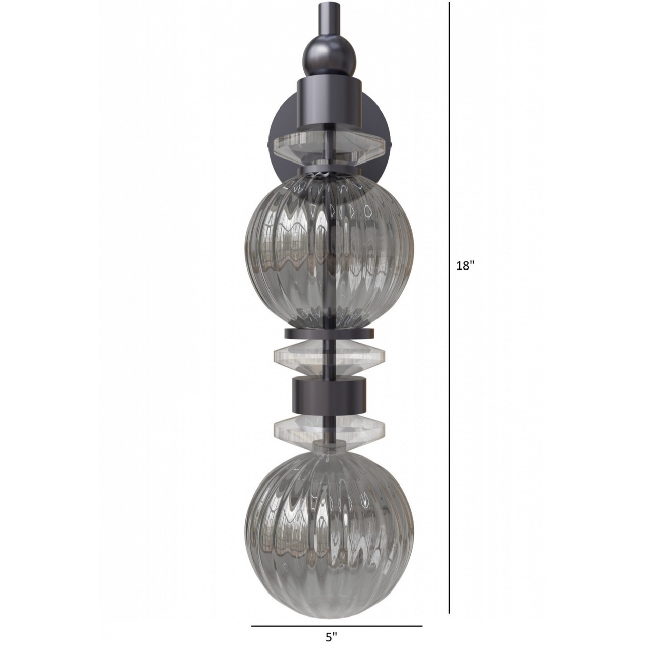 AVENUE LIGHTING HF8902-BK Avra 18"H LED Wall Sconce in Black/Smoked Glass