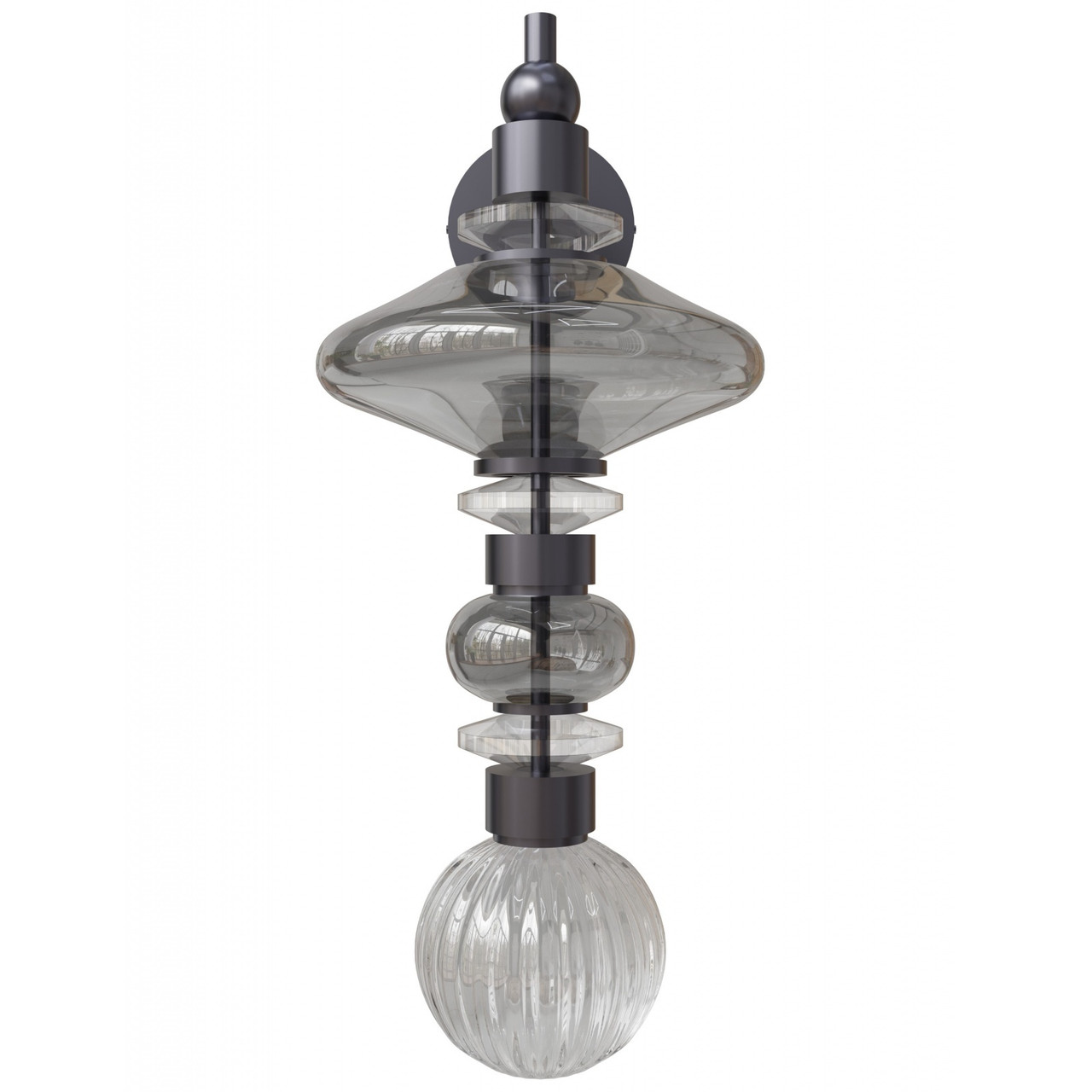 AVENUE LIGHTING HF8900-BK Avra 22"H Wall Sconce in Black/Smoked Glass