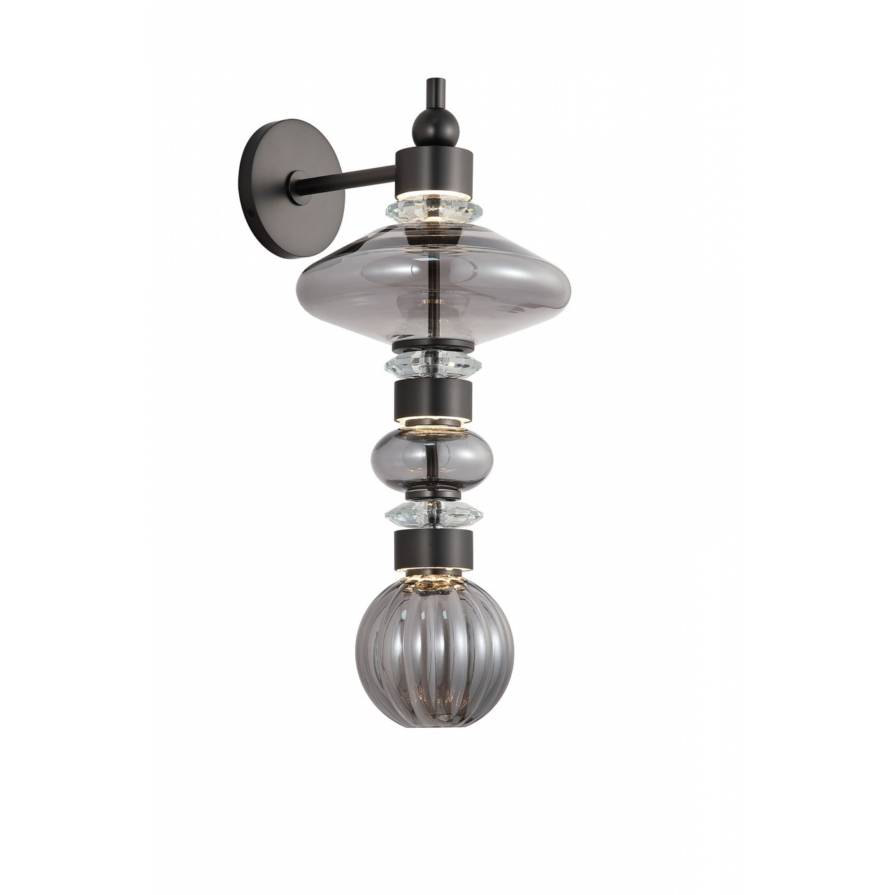AVENUE LIGHTING HF8900-BK Avra 22"H Wall Sconce in Black/Smoked Glass