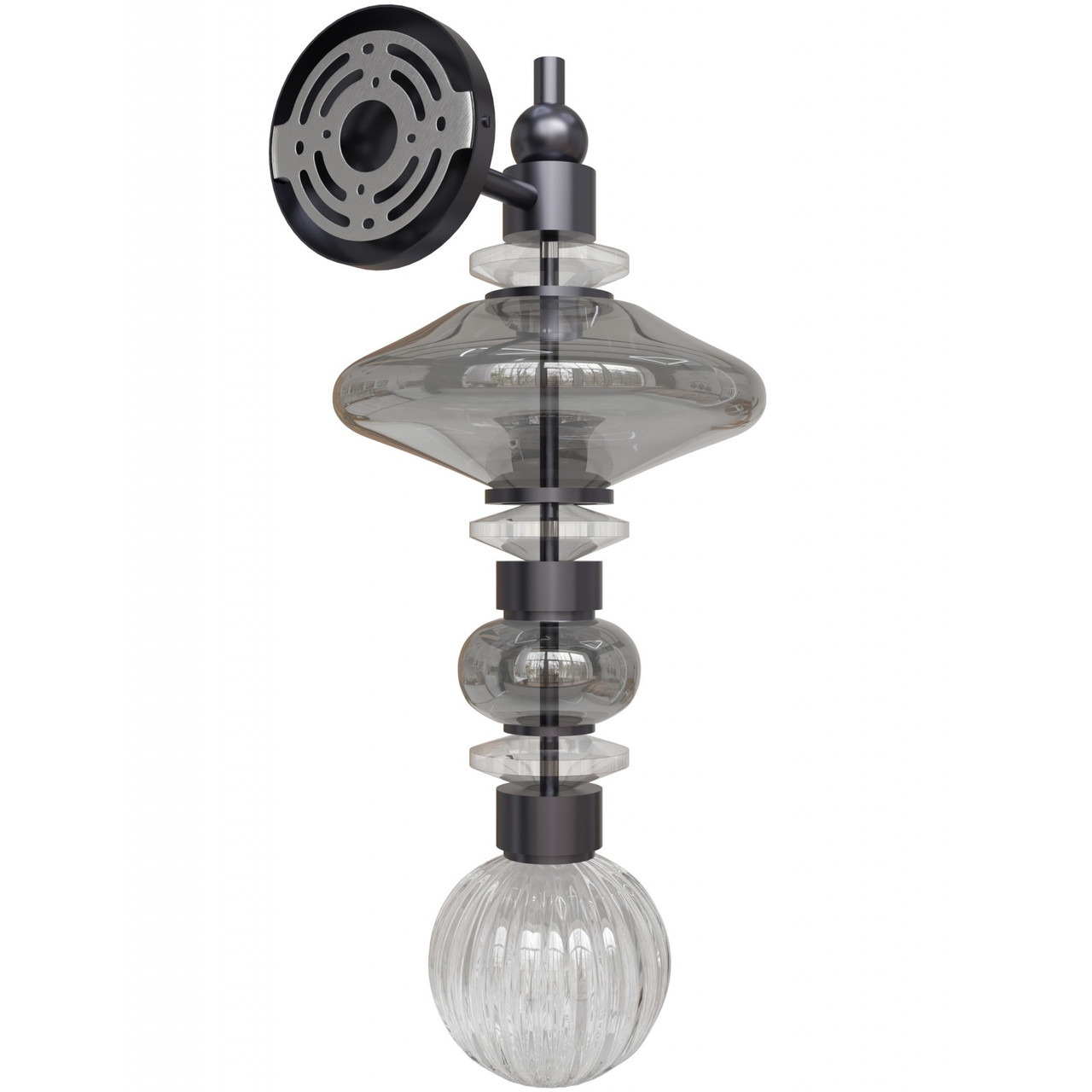 AVENUE LIGHTING HF8900-BK Avra 22"H Wall Sconce in Black/Smoked Glass