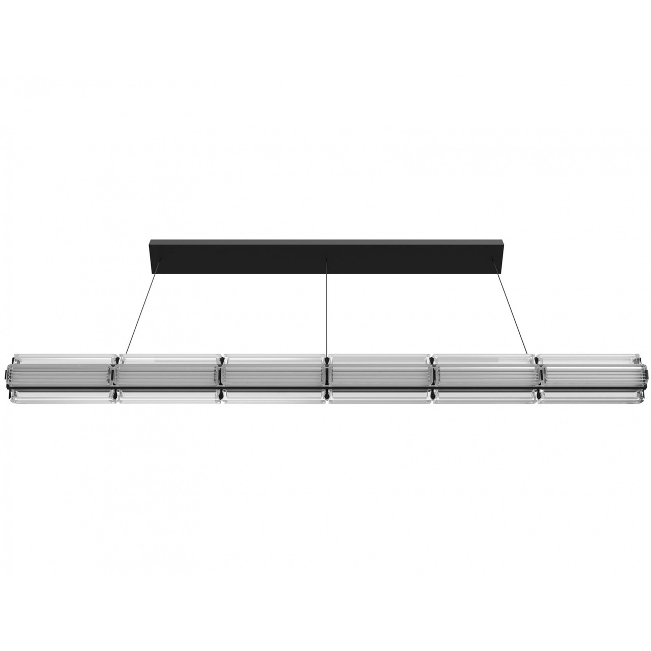 AVENUE LIGHTING HF7886-BK Fremont 78"W Linear LED Pendant in Black/Clear Ribbed Glass