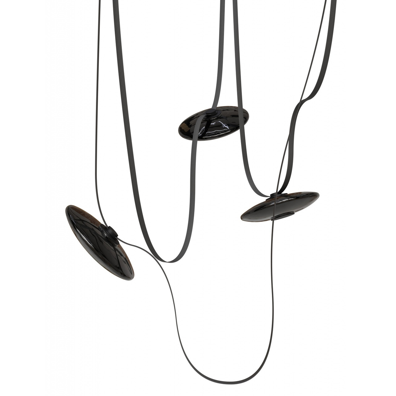 AVENUE LIGHTING HF7203-G202-BLK Fremont ?Belt 3-Light 275"L Pendant in Black/Smoked Glass Disc