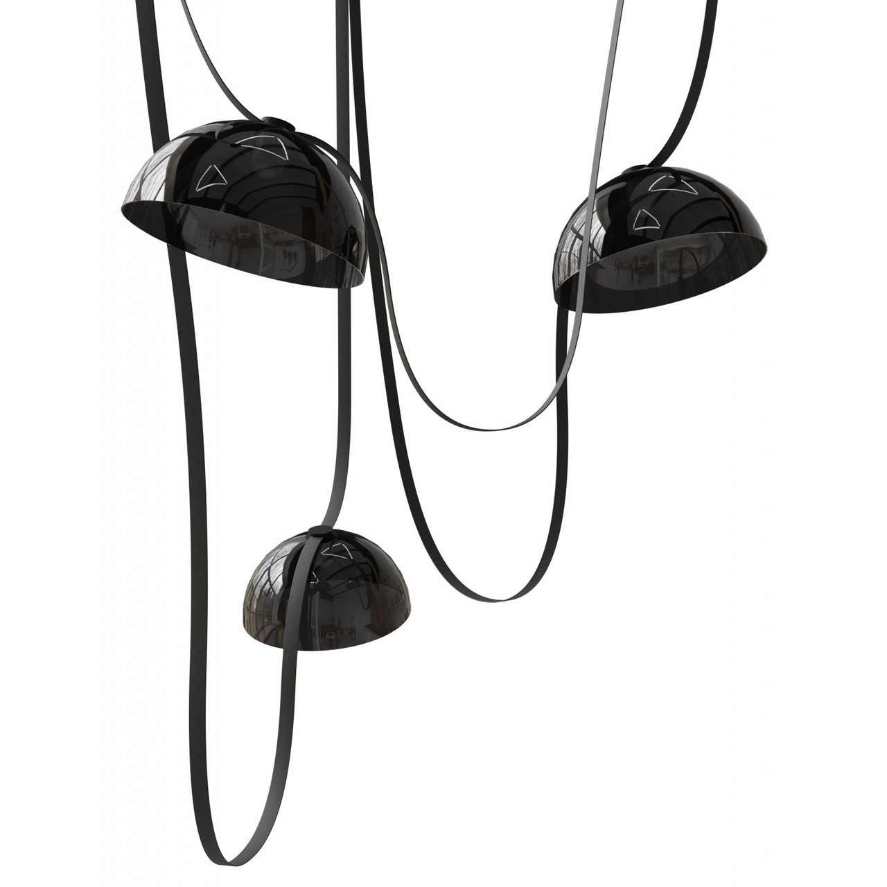AVENUE LIGHTING HF7203-G102-BLK Fremont ?Belt 3-Light 275"L Pendant in Black/Smoked Glass Bowl