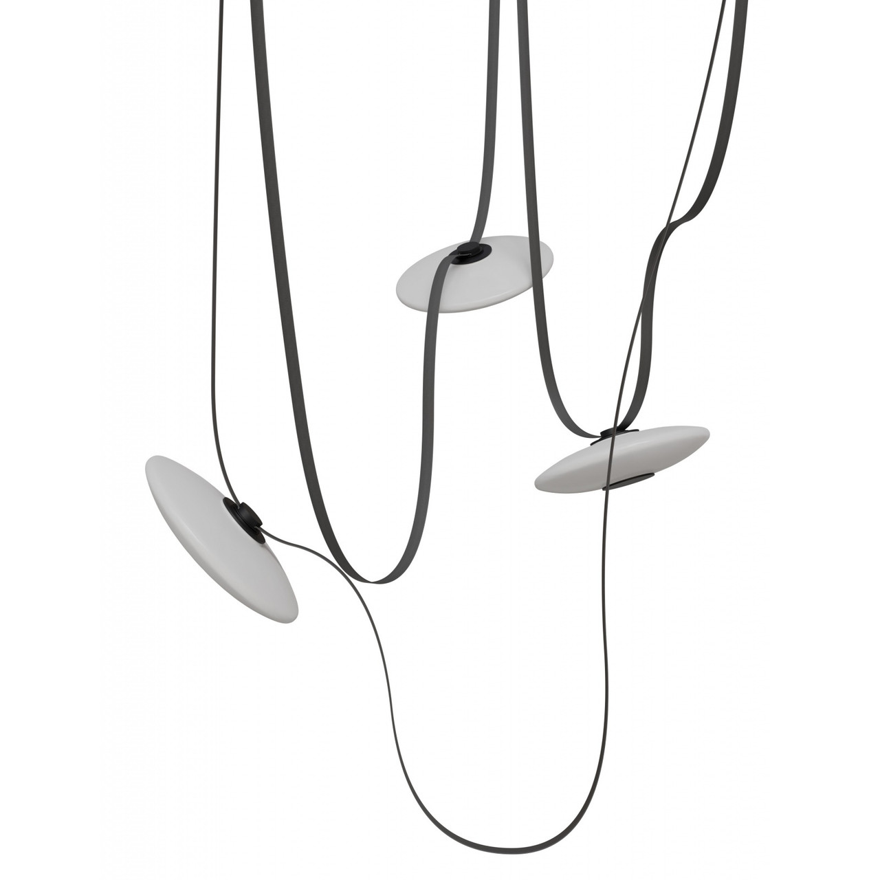 AVENUE LIGHTING HF7203-G201-BLK Fremont ?Belt 3-Light 275"L Pendant in Black/White Glass Disc