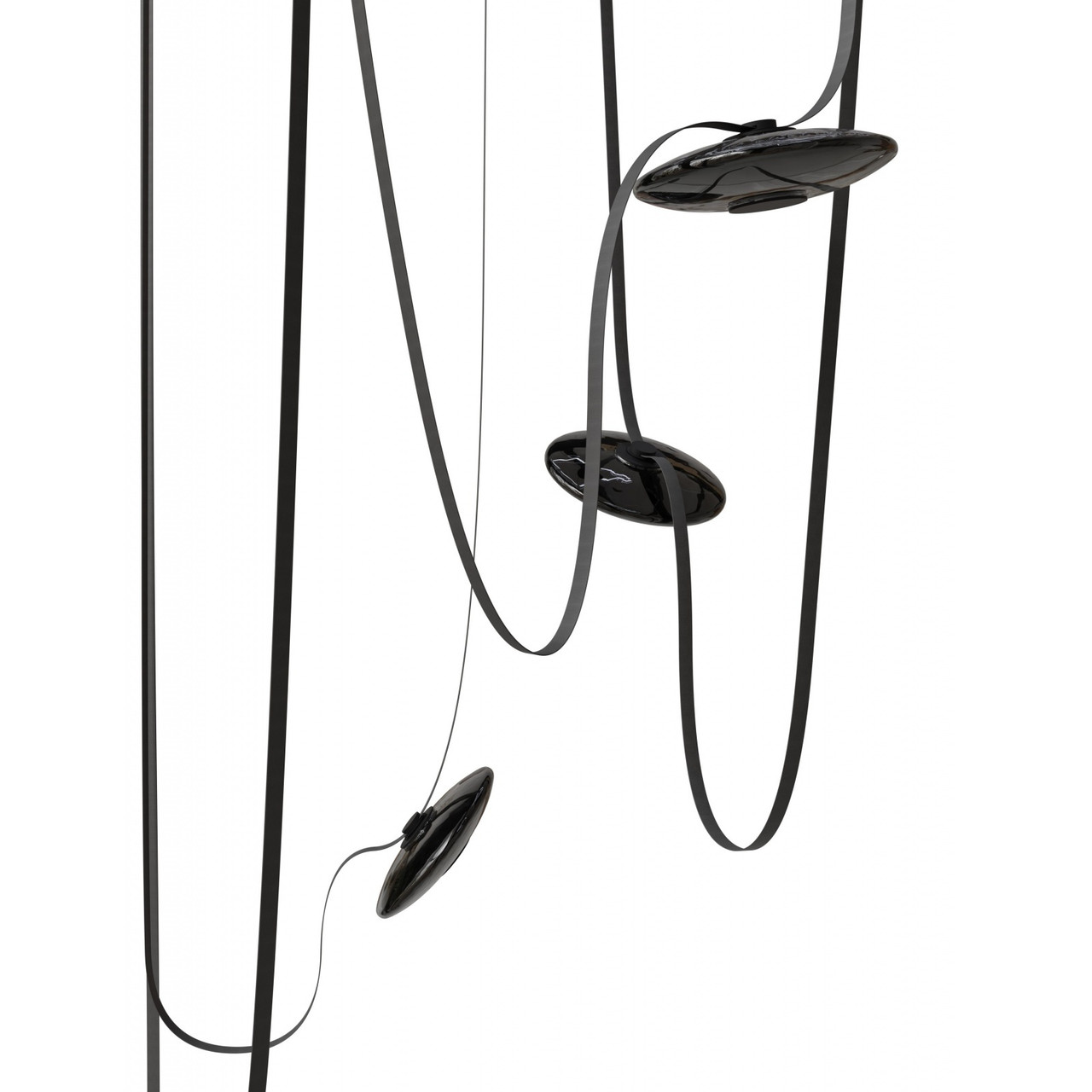 AVENUE LIGHTING HF7205-G202-BLK Fremont ?Belt 5-Light 551"L Pendant in Black/Smoked Glass Disc