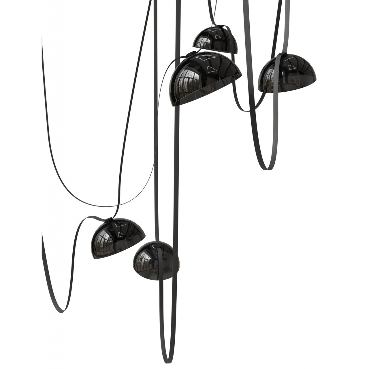 AVENUE LIGHTING HF7207-G102-BLK Fremont ?Belt 7-Light 826"L Pendant in Black/Smoked Glass Bowls