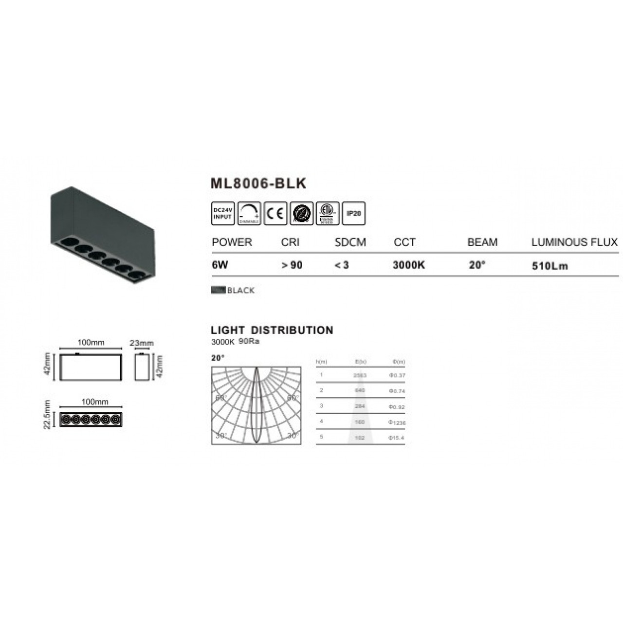 AVENUE LIGHTING ML8006-BLK Magnetix 4"W Outer Dot LED Light 6W
