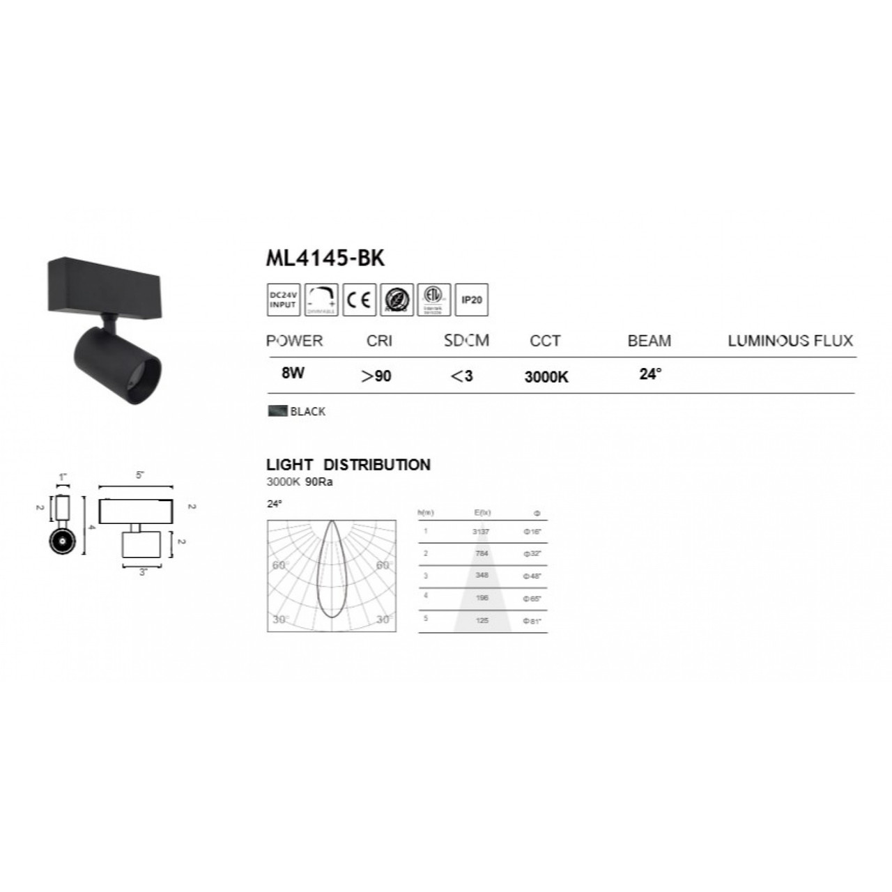 AVENUE LIGHTING ML4145-BK Magnetix GeCylinder Spot Light 8W