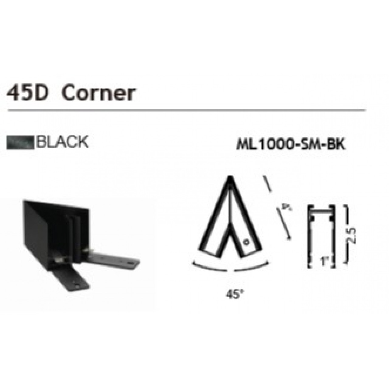 AVENUE LIGHTING ML1000-SM-BK Magnetix Surface Mount 45 Degree Corner