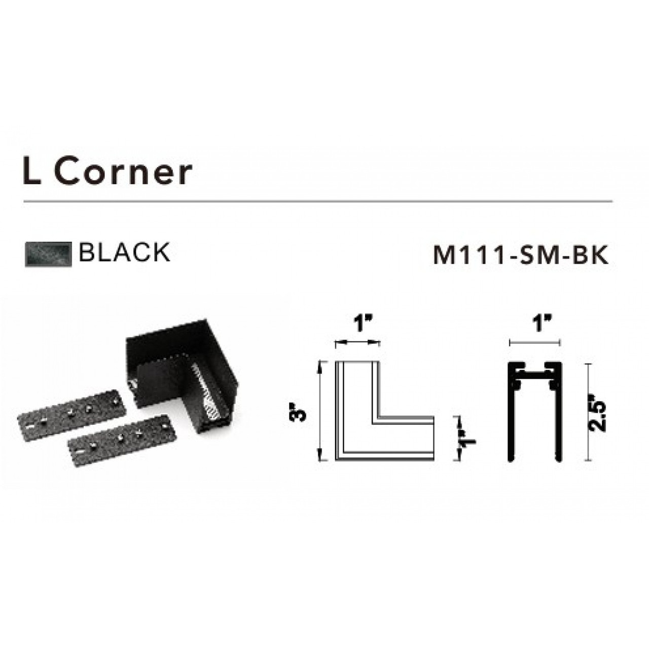 AVENUE LIGHTING ML111-SM-BK Magnetix L Corner For Surfaced/Recessed/Pendant