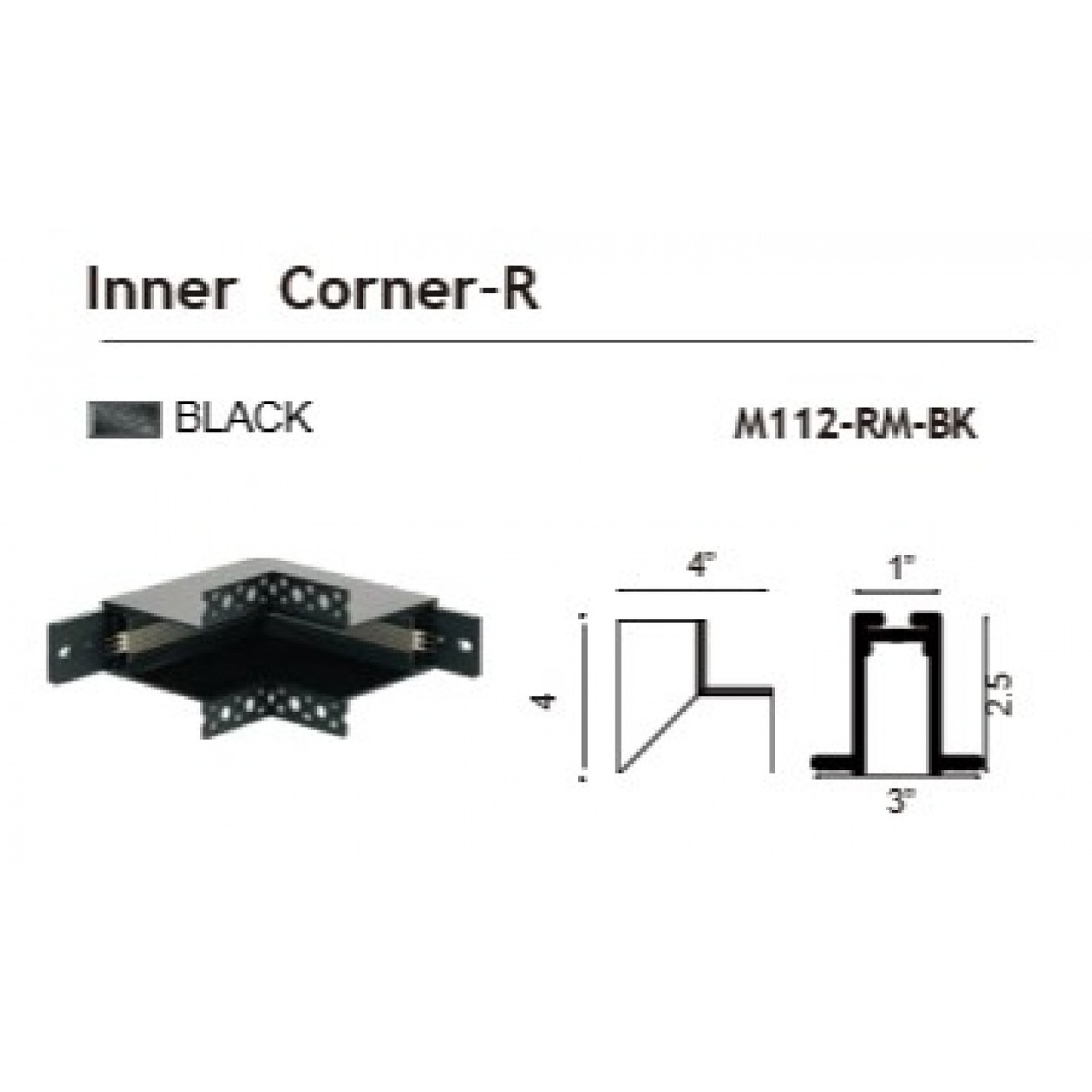 AVENUE LIGHTING ML112-RM-BK Magnetix Inner Corner For Recessed