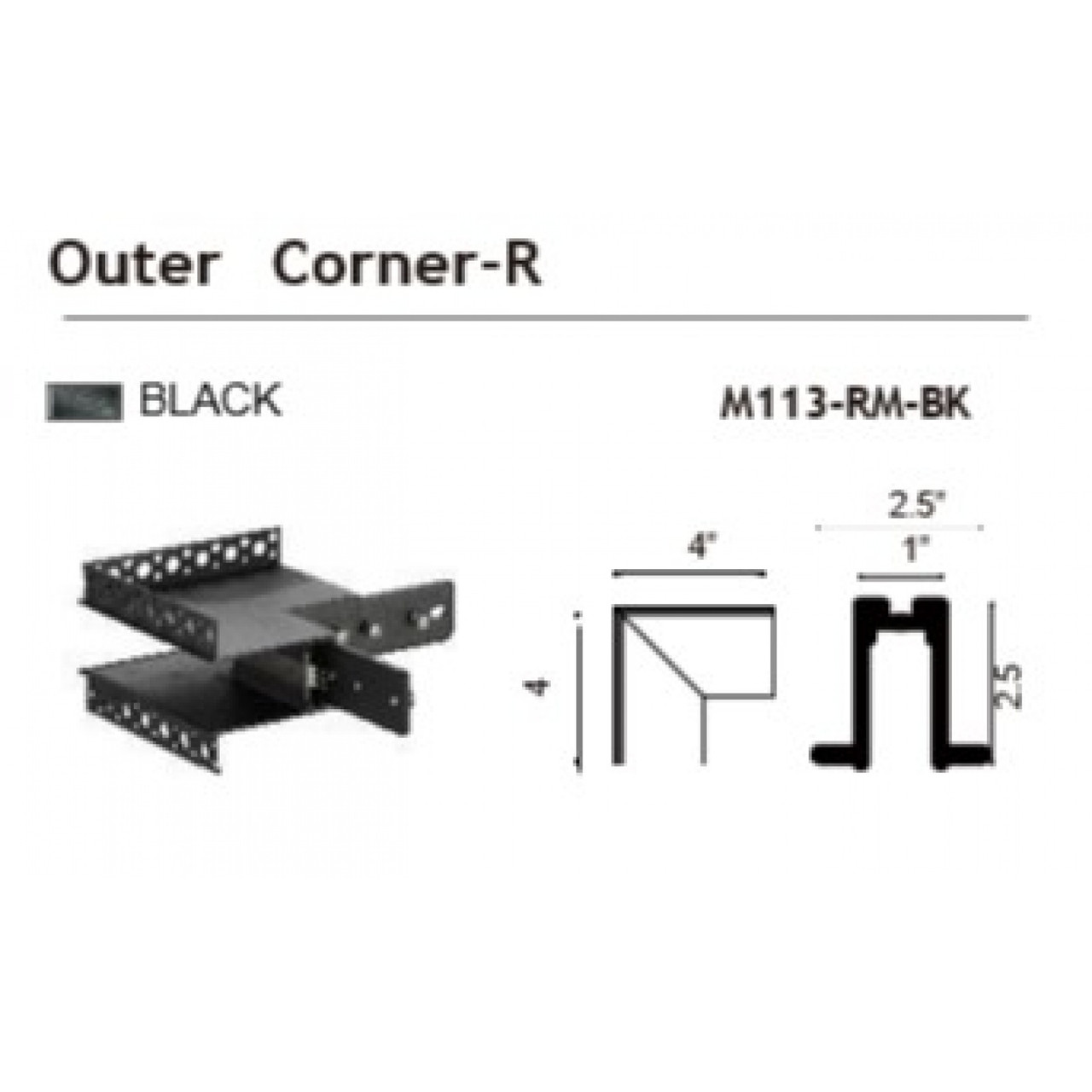AVENUE LIGHTING ML113-RM-BK Magnetix Outer Corner For Recessed