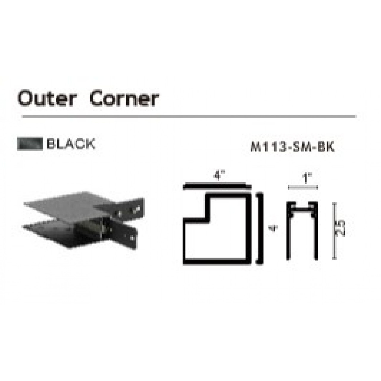 AVENUE LIGHTING ML113-SM-BK Magnetix Outer Corner For Surfaced/Recessed/Pendant