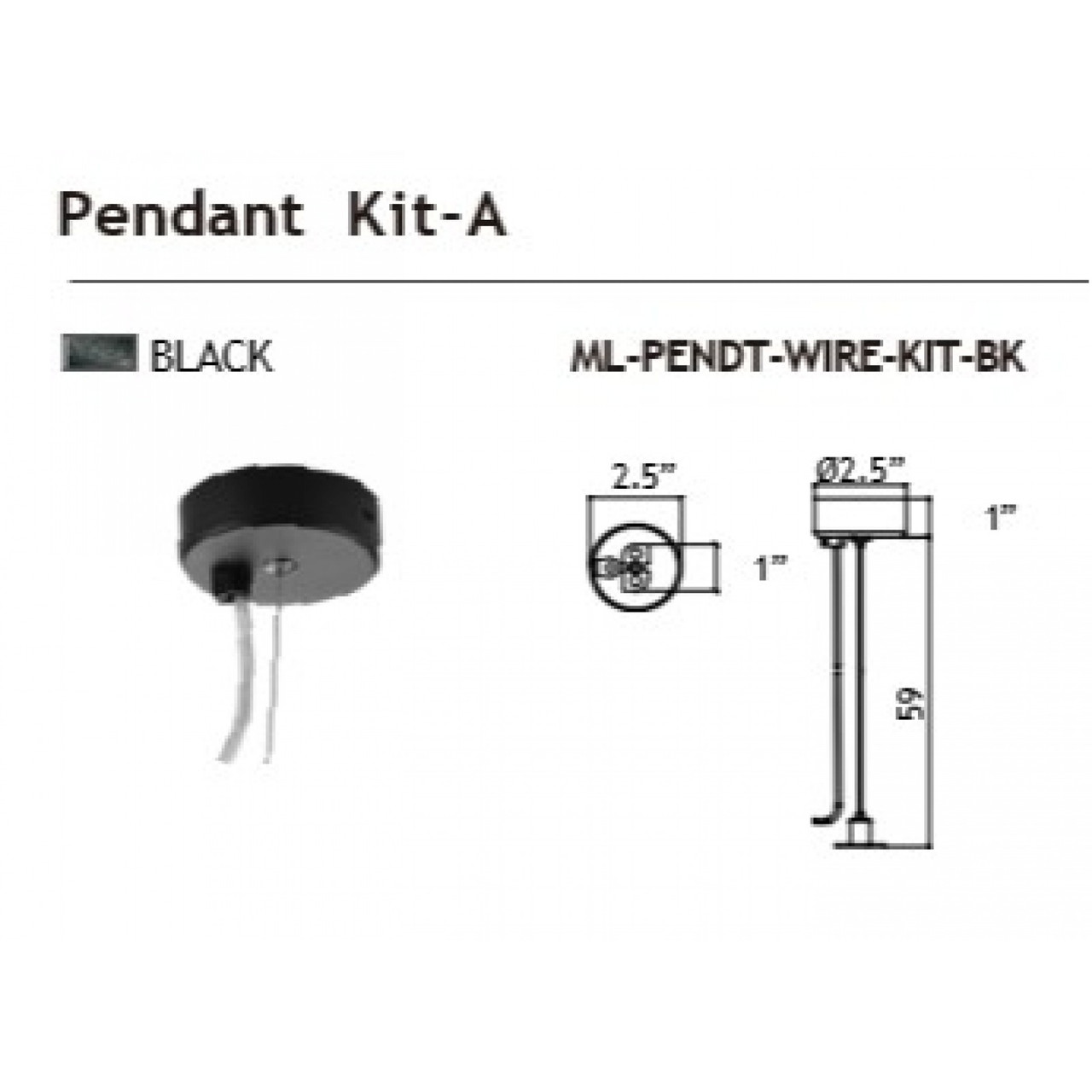 AVENUE LIGHTING ML-PENDT-WIRE-KIT-BK Magnetix Track Pendant Kit With Steel Support And Wire Cable
