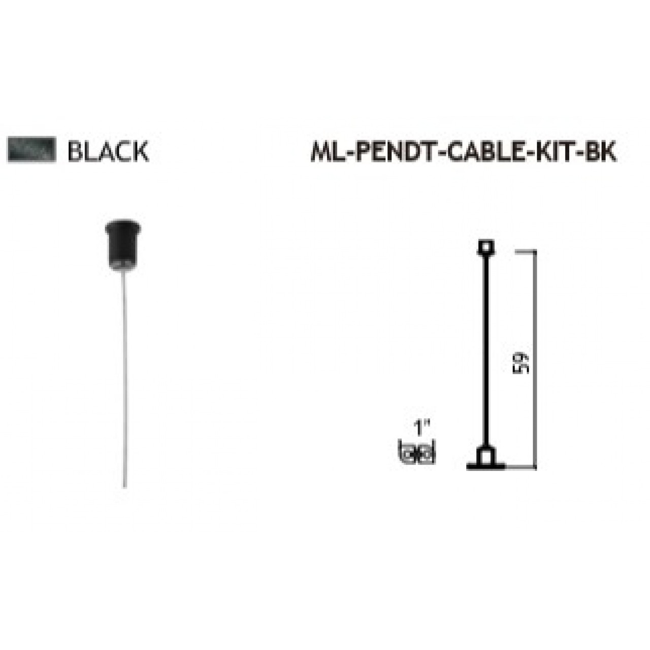 AVENUE LIGHTING ML-PENDT-CABLE-KIT-BK Magnetix Track Pendant Support Kit Without Canopy