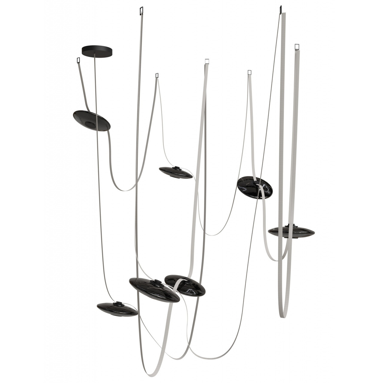 AVENUE LIGHTING HF7207-G202-IVY Fremont ?Belt 7-Light 826"L Pendant in Ivory/Smoked Glass Disc