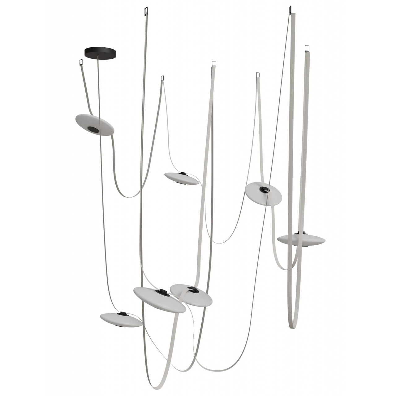 AVENUE LIGHTING HF7207-G201-IVY Fremont ?Belt 7-Light 826"L Pendant in Ivory/White Glass Disc