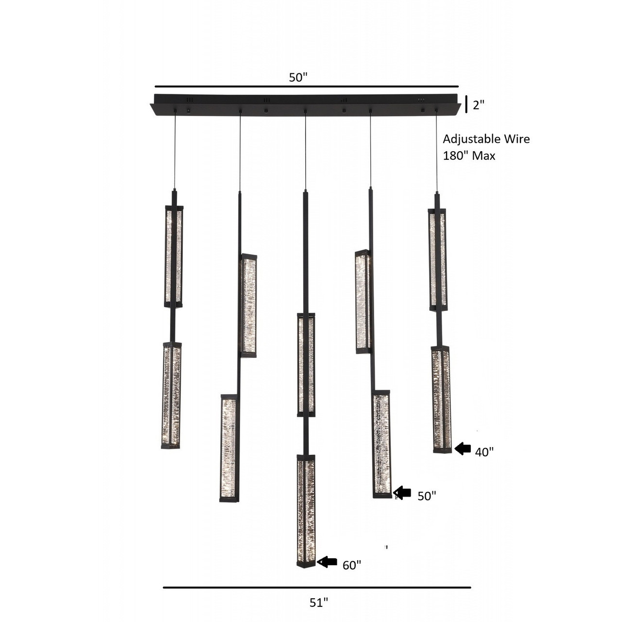 AVENUE LIGHTING HF7186-BK Metropole 10-Light 51"W LED Pendant in Matte Black