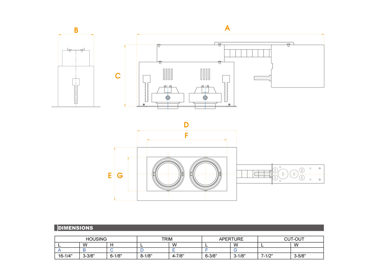 JESCO Lighting MMGR1650-2ESS 2-Light Linear Remodel (Low Voltage), Silver Trim, Silver Gimbal, Black Interior