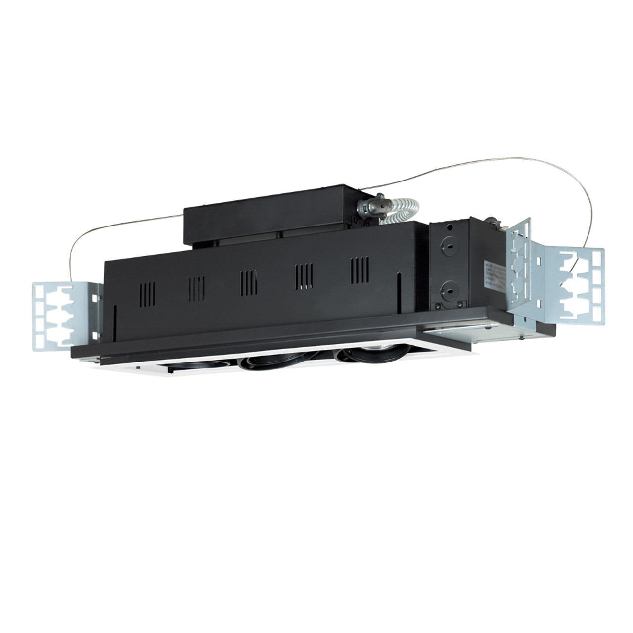 JESCO Lighting MGP20-3WB Three-Light Double Gimbal Linear Recessed Line Voltage Fixture , White Trim/Black Gimbal/Black Interior
