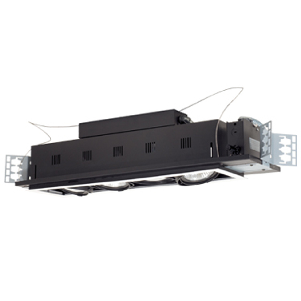 JESCO Lighting MGP30-4WB Four-Light Double Gimbal Linear Recessed Line Voltage Fixture, White Trim/Black Gimbal/Black Interior