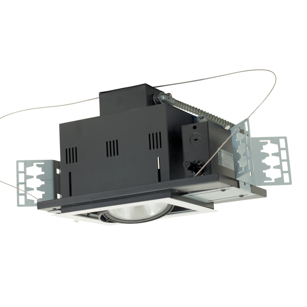 JESCO Lighting MGP38-1WB One-Light Double Gimbal Recessed Line Voltage Fixture, White Trim/Black Gimbal/Black Interior