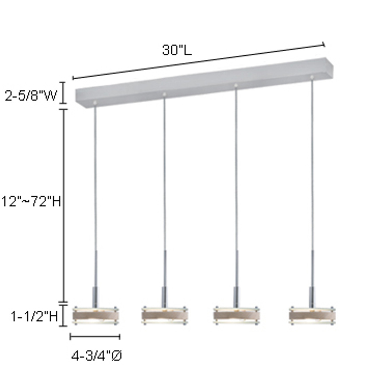 JESCO Lighting PD302-4BI Envisage Discus Pendant, BI - Birch, Satin Nickel