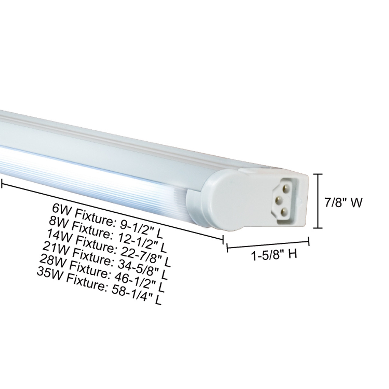 JESCO Lighting SGA-LED-24/60-W-SW 7.1W SGA SLEEK LED ADJUSTABLE 24" 6000K WHITE W/SWITCH, White