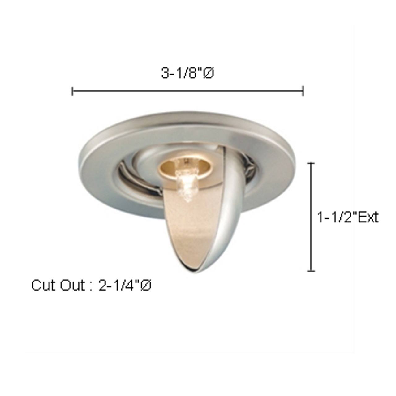 JESCO Lighting RH40-ST Mini Recessed Scoop Wall Wash Includes 18?ö Lead Wire and AMP Connector, Satin Chrome