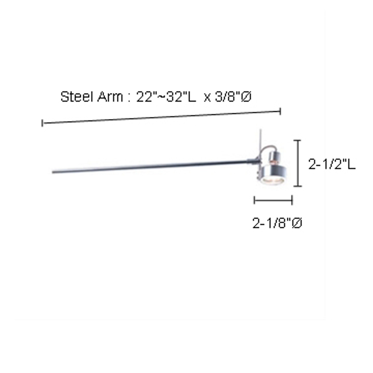 JESCO Lighting ALFP135-BKBK ARCLIGHTS Low Voltage Series 135 with Periscope from 22"-32". Fixed Mount, Black Spot with Black Periscope or Steel Arm