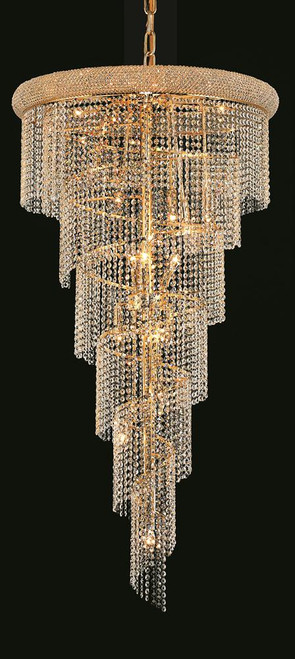 ELEGANT LIGHTING 1801SR30G/RC  Spiral 22-Light Foyer/Hallway, Gold