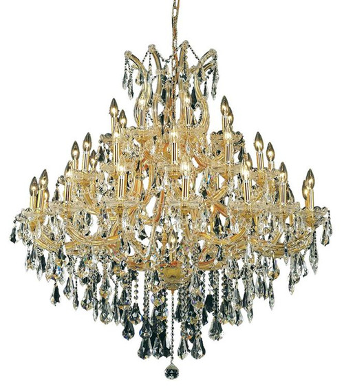 ELEGANT LIGHTING 2801G44G/RC  Maria Theresa 37-Light Foyer/Hallway, Gold