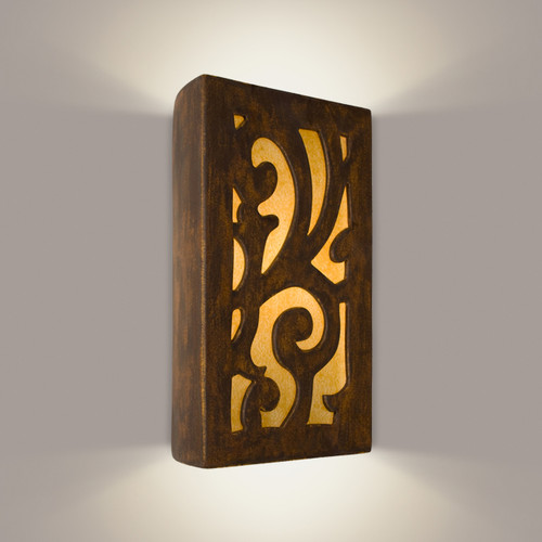 A19 Lighting RE112-BT-AB 1-Light Cathedral Wall Sconce Butternut and Amber