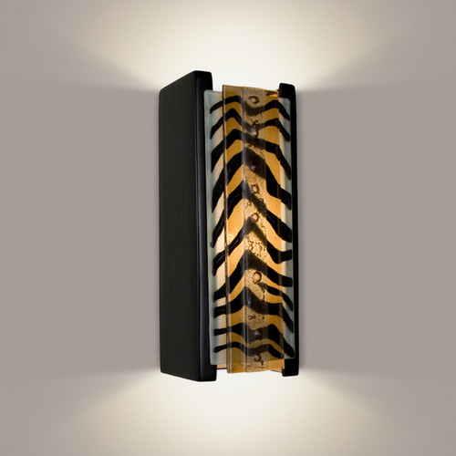 A19 Lighting RE117-BG-ZCM 1-Light Safari Wall Sconce Black Gloss and Zebra Caramel