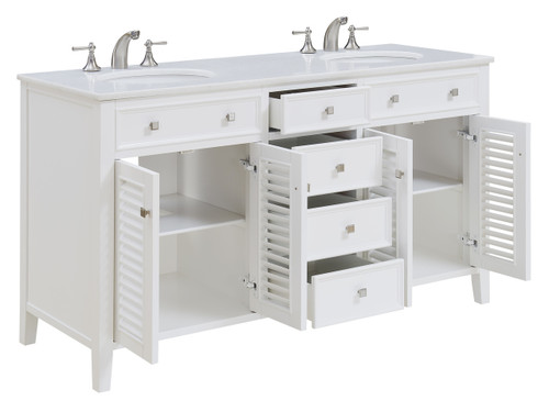 ELEGANT DECOR VF-1042 Cape Cod 60" Double Bathroom Vanity set in White