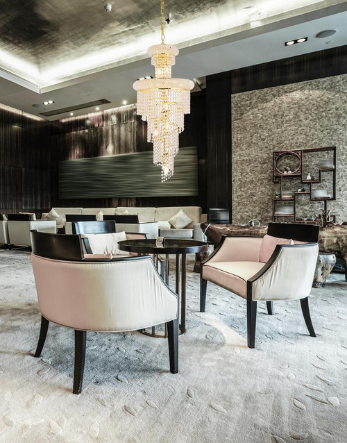 ELEGANT LIGHTING V1800SR16G/RC 1800 Spiral Collection Hanging Fixture D16in H36in Lt:10 Gold Finish (Royal Cut Crystals)