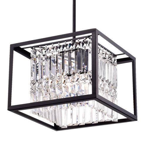 WAREHOUSE OF TIFFANY RL8194BL Ketalin Black Crystal Square Pendant