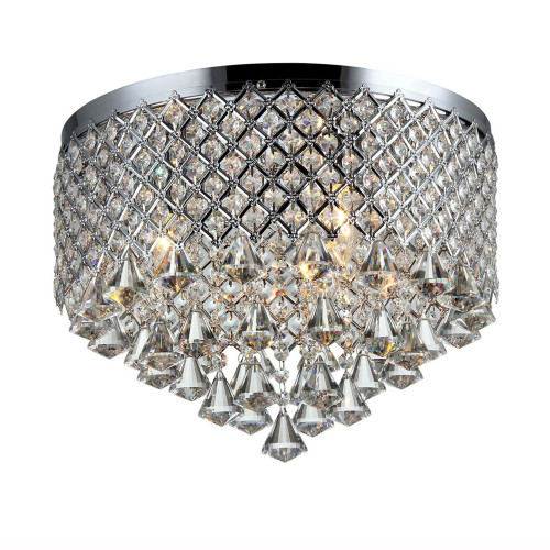 WAREHOUSE OF TIFFANY X6611/3 Trey 3-light Chrome 16-inch Crystal Flush Mount