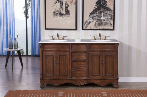 ELEGANT DECOR VF-1048 60 In. Double Bathroom Vanity